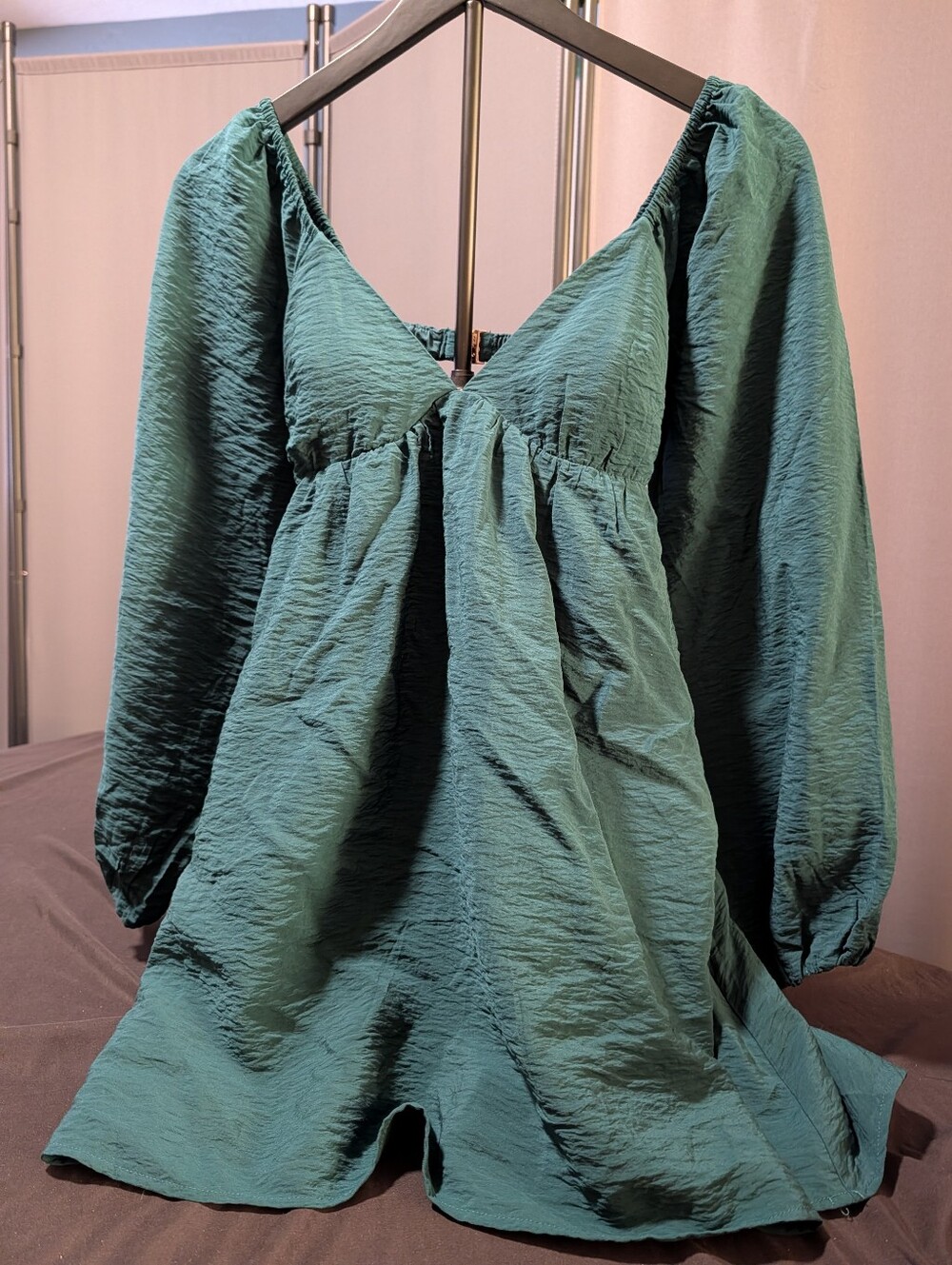 Abercrombie & Fitch Teal Backless V-Neck Long Sleeve Dress